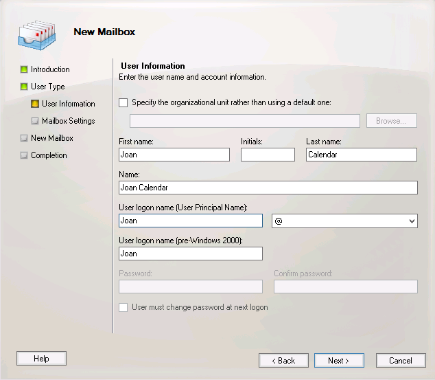 Exchange userdata