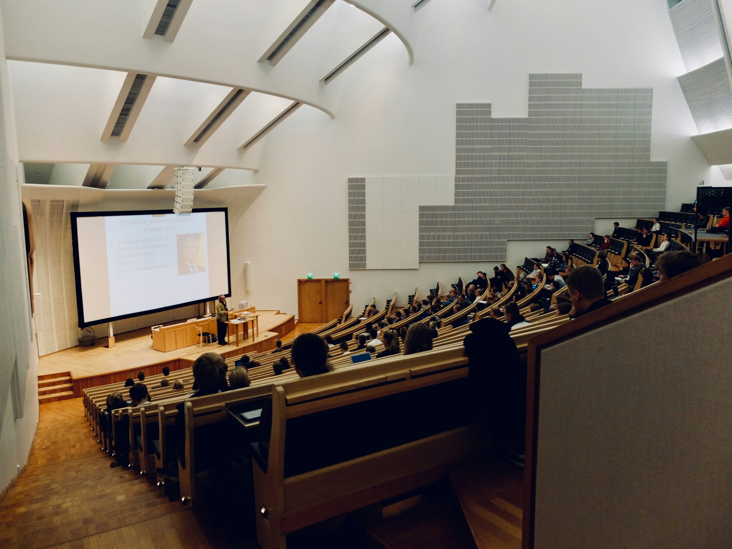 University lecture hall with students