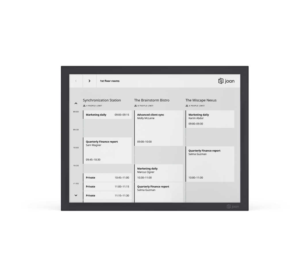 Joan 13 Pro large-format room scheduler
