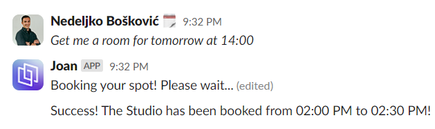 Book a Meeting Room in Slack