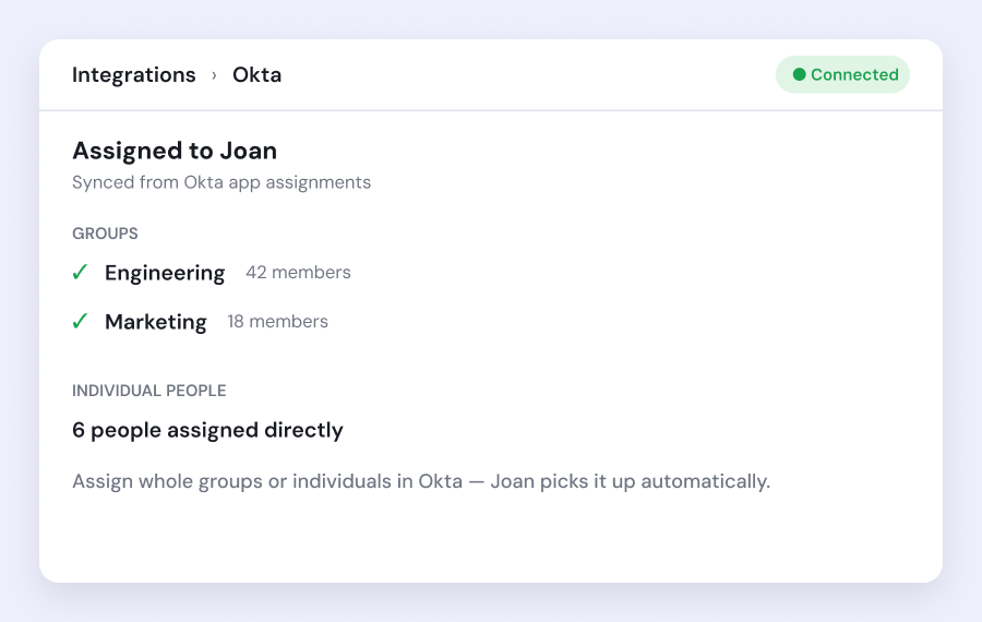 Joan Integrations Okta 600x380 Assign Users Or Groups Joan Side