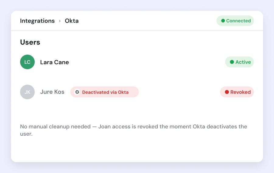Joan Integrations Okta 600x380 Automatic Deprovisioning Joan Side