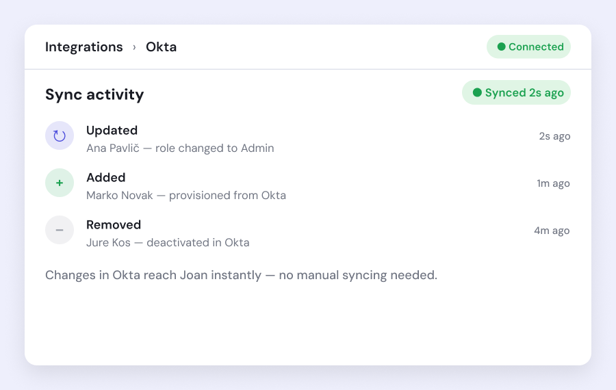 Joan Integrations Okta 600x380 Real Time Sync Joan Side
